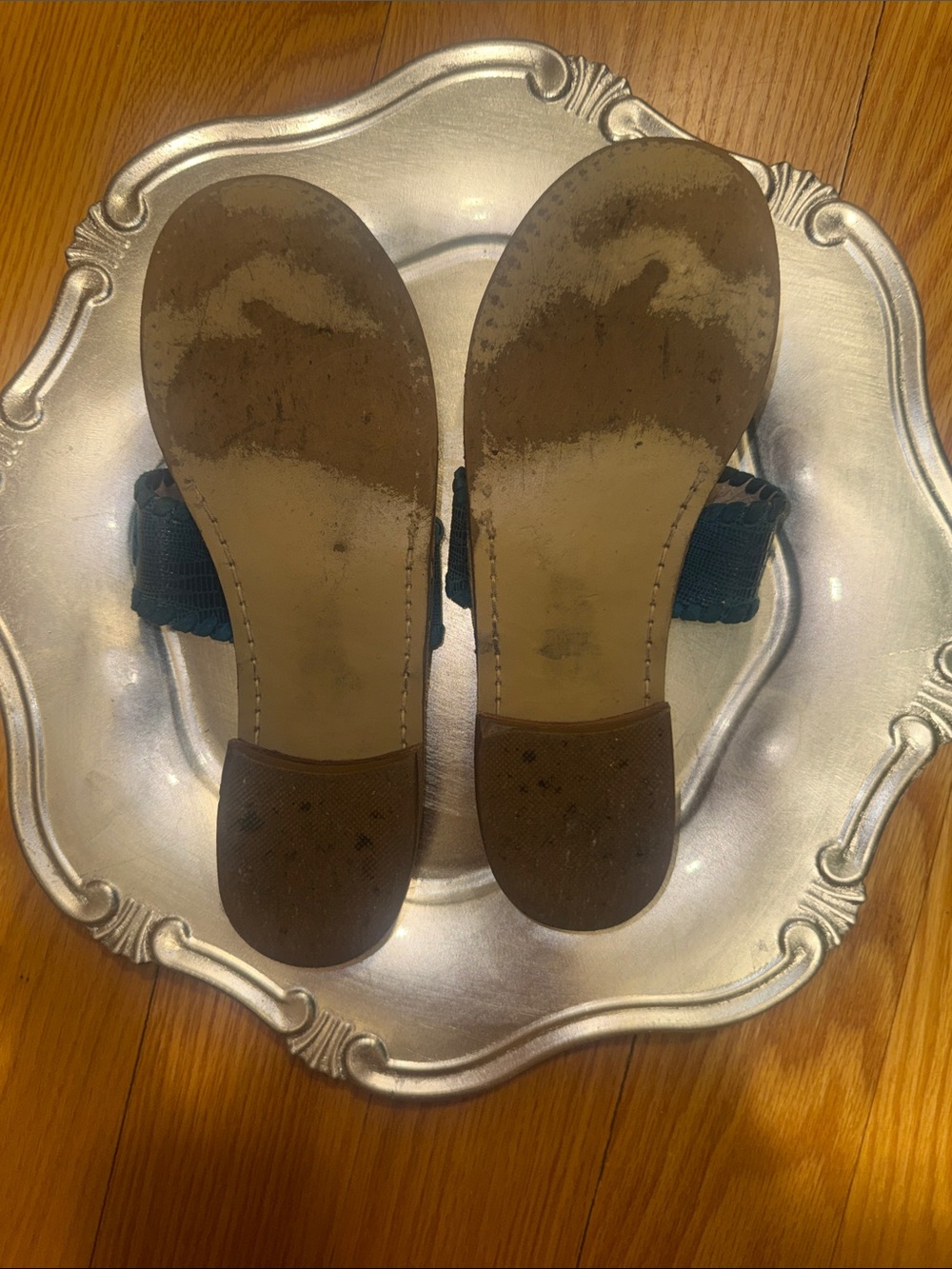 Jack Rogers Teal Leather Toe-Post Sandals - Picture 5 of 5